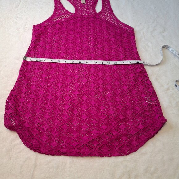 Miken Swim Crochet Cover Up Sz M Mini Dress Racerback Boho Beach Colorful - Picture 12 of 14